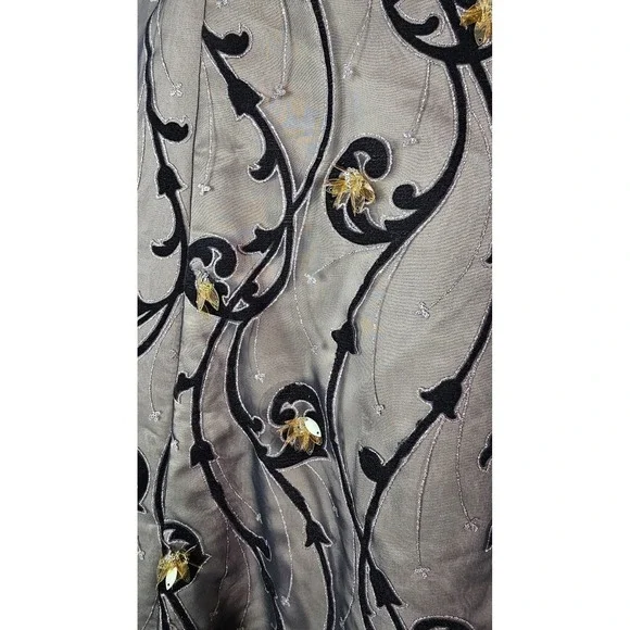 Coli Couture Black Gold Floral Beaded Prom Formal Gown Dress Size 8 - Picture 5 of 11